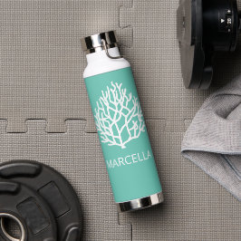 Koraalrif Custom Naam Summer Beach Waterfles