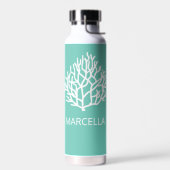 Koraalrif Custom Naam Summer Beach Waterfles (Links)