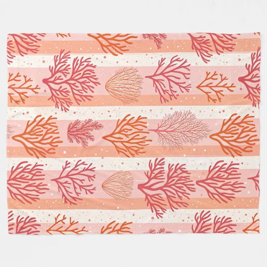 Koraalrif Dromen: Sinaasappel & Roze Patroon Fleec Fleece Deken (Voorkant (Horizontaal))