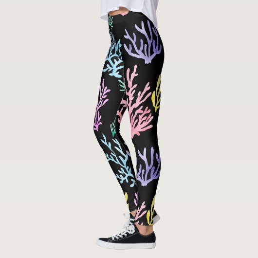 Koraalrif Elegantie: Waterverf Patroon Leggings (Links)