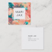 Koraalrif en blauwgroen abstract vierkante visitekaartje (Voorkant / Achterkant)