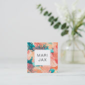 Koraalrif en blauwgroen abstract vierkante visitekaartje (Staand voorkant)