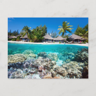 Koraalrif en een tropisch resort briefkaart