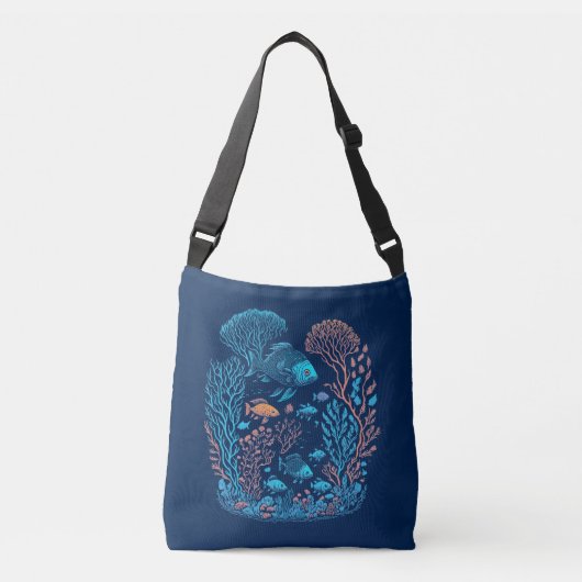 Koraalrif en vis crossbody tas (Voorkant)