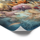 Koraalrif en waterverf van de visserij poster (Hoek)