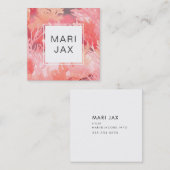 Koraalrif en wazige roze abstract vierkante visitekaartje (Voorkant / Achterkant)