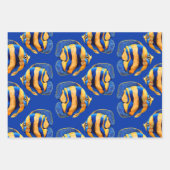 Koraalrif engel vis blauw sinaasappel patroon inpakpapier vel (Voorkant 2)