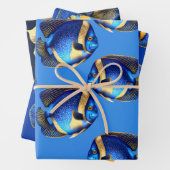 Koraalrif engel vis blauw sinaasappel patroon inpakpapier vel (In situ)