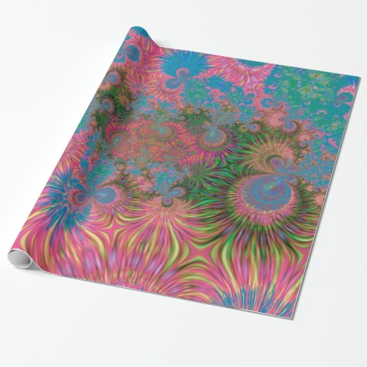 Koraalrif Fractale Abstracte Kunst Cadeaupapier (Uitgerold)