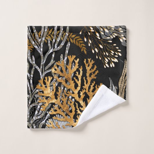 Koraalrif - Goud en Parel Symfonie Bad Handdoek (Wasdoekje)