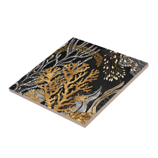 Koraalrif - Goud en Parel Symfonie Tegeltje (Zijkant)