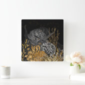 Koraalrif - Goud en Parel Symfonie Vierkante Klok (Huis)