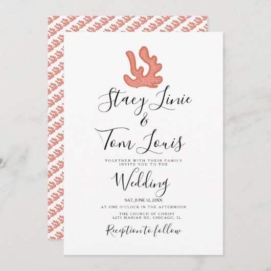 Koraalrif Handgetekend Tropisch Strand Kaart (Voorkant / Achterkant)