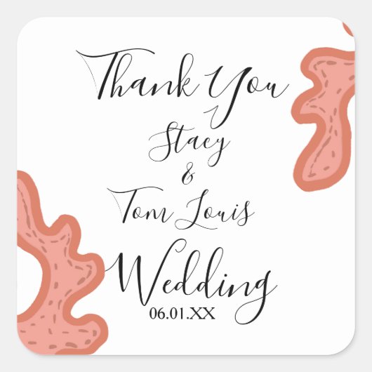 Koraalrif Handgetekend Tropisch Strand Vierkante Sticker (Voorkant)