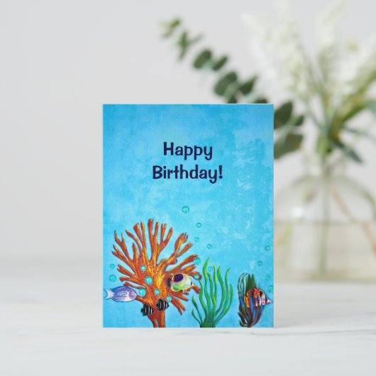 Koraalrif - Happy Birthday! Briefkaart (Staand voorkant)