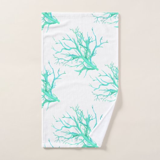 Koraalrif in blauw bad handdoek (Handdoek)