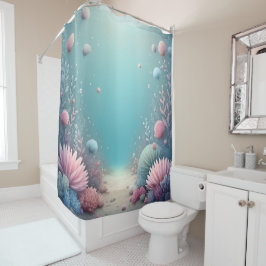 Koraalrif in pastel badkamer accessoires douchegordijn