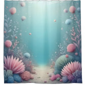 Koraalrif in pastel badkamer accessoires douchegordijn (Voorkant)