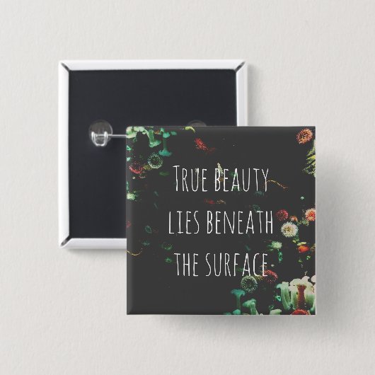 Koraalrif Inspirerend onder het oppervlak Vierkante Button 5,1 Cm (Voorkant /achterkant)