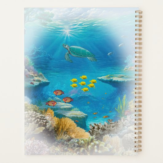 Koraalrif Kleurrijke Vis & Zee Schildpad Vignet Planner (Achterkant)