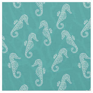 Koraalrif Kustpaard Blauwgroen Turquoise Stof