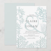 Koraalrif licht turquoise blauw strand bruiloft kaart (Voorkant / Achterkant)