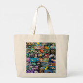 Koraalrif Mariene Leven Visdieren Foto's Collage Grote Tote Bag (Achterkant)