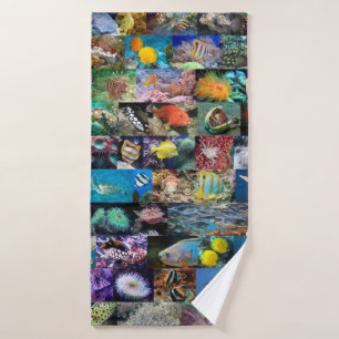 Koraalrif mariene levensduur: Foto's vis en dieren Badhanddoek