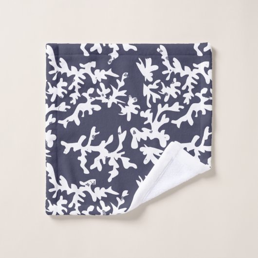 Koraalrif Marine Blauw en Witte Oceaan Thema Bad Handdoek (Wasdoekje)