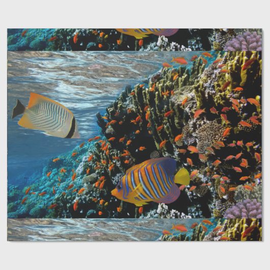 Koraalrif met brandkoraal en exotische visserij cadeaupapier (Vlak)