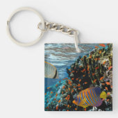 Koraalrif met brandkoraal en exotische visserij sleutelhanger (voorkant)