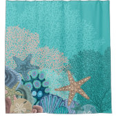 Koraalrif met bruinvissen en Zeeen ventilatoren Douchegordijn (Voorkant)