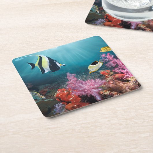 Koraalrif | Moorish Idol Kartonnen Onderzetters (Schuin)