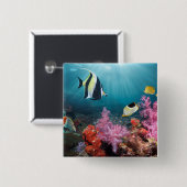 Koraalrif | Moorish Idol Vierkante Button 5,1 Cm (Voorkant /achterkant)