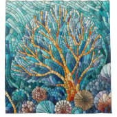 Koraalrif mozaïek kunst douchegordijn (Voorkant)