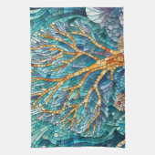 Koraalrif mozaïek kunst theedoek (Verticaal)