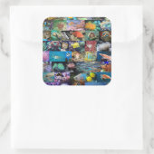 Koraalrif Natuur van zeedieren Vierkante Sticker (Tas)