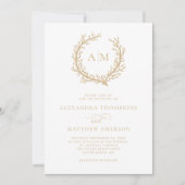 Koraalrif — Nautical beige Minimal Wedding Kaart (Voorkant)