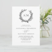 Koraalrif Nautical Dark Grey Minimal Wedding Kaart (Staand voorkant)