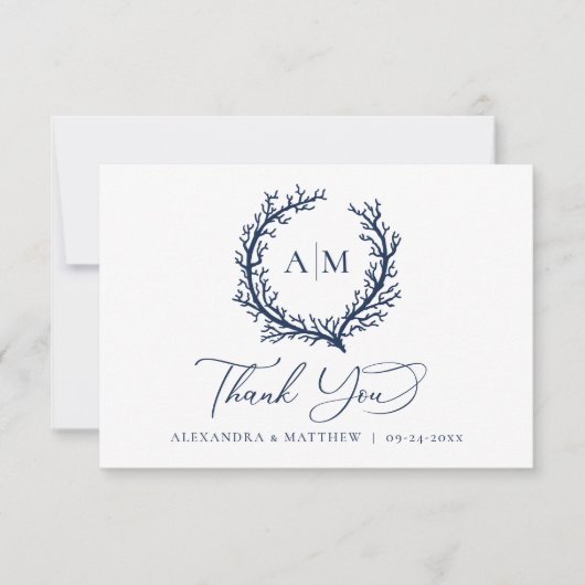 Koraalrif Nautical Wedding Bedankkaart (Voorkant)
