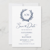 Koraalrif Navy Blue Nautical Beach Weddenschap Save The Date (Voorkant)