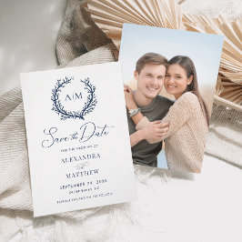 Koraalrif Navy Blue Nautical Beach Weddenschap Save The Date