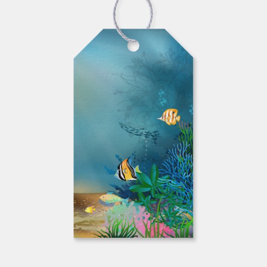 Koraalrif onder de Zee Party Cadeaulabel (Achterkant)