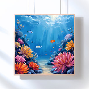 Koraalrif Onder Zee Oceaan Schilderij Poster