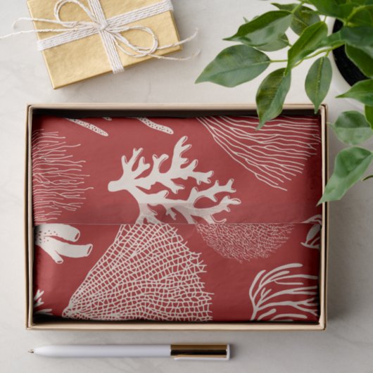 Koraalrif, rood tissuepapier (Geschenk)