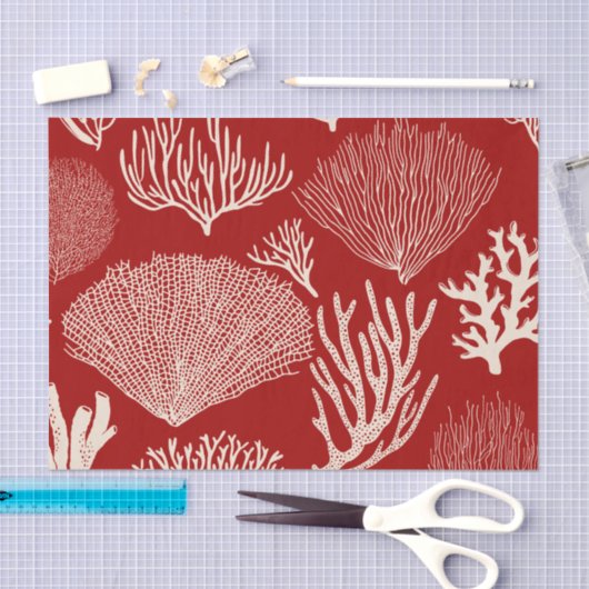 Koraalrif, rood tissuepapier (Craft)