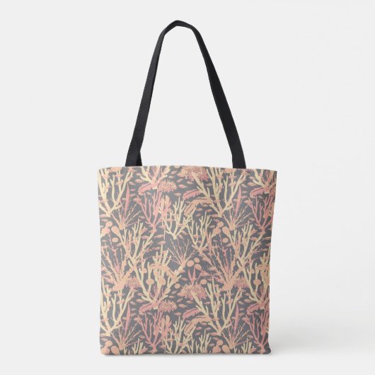 Koraalrif roze grijs monogram tote bag (Achterkant)
