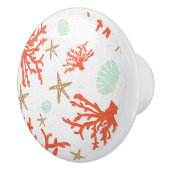 Koraalrif & Sea Shells Beach Sinaasappel Keramische Knop (Rechts)