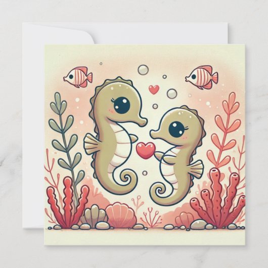 Koraalrif Seahorse Love Kaart (Voorkant)
