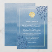 Koraalrif Seashell Beach Wedding Invitations Kaart (Voorkant / Achterkant)